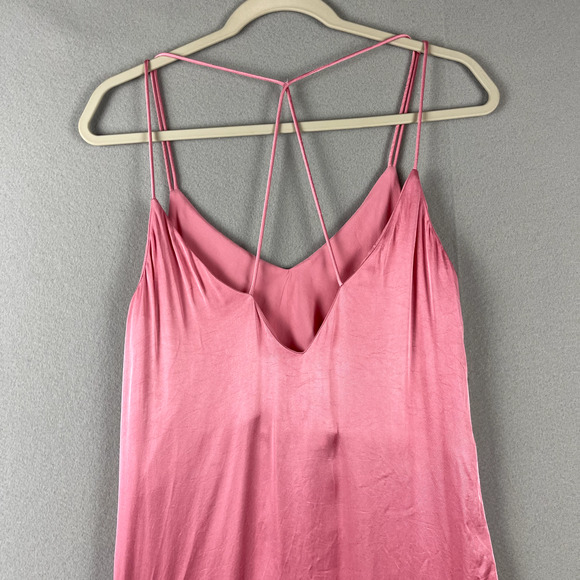 Zara Satin Slip Dress Womens Small Pink Asymmetrical Flowy Feminine Y2k - Picture 9 of 13